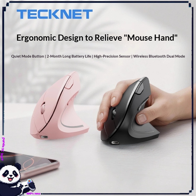 Ergonomic Mouse Vertical - TECKNET Verticale ergonomische draadloze muis met