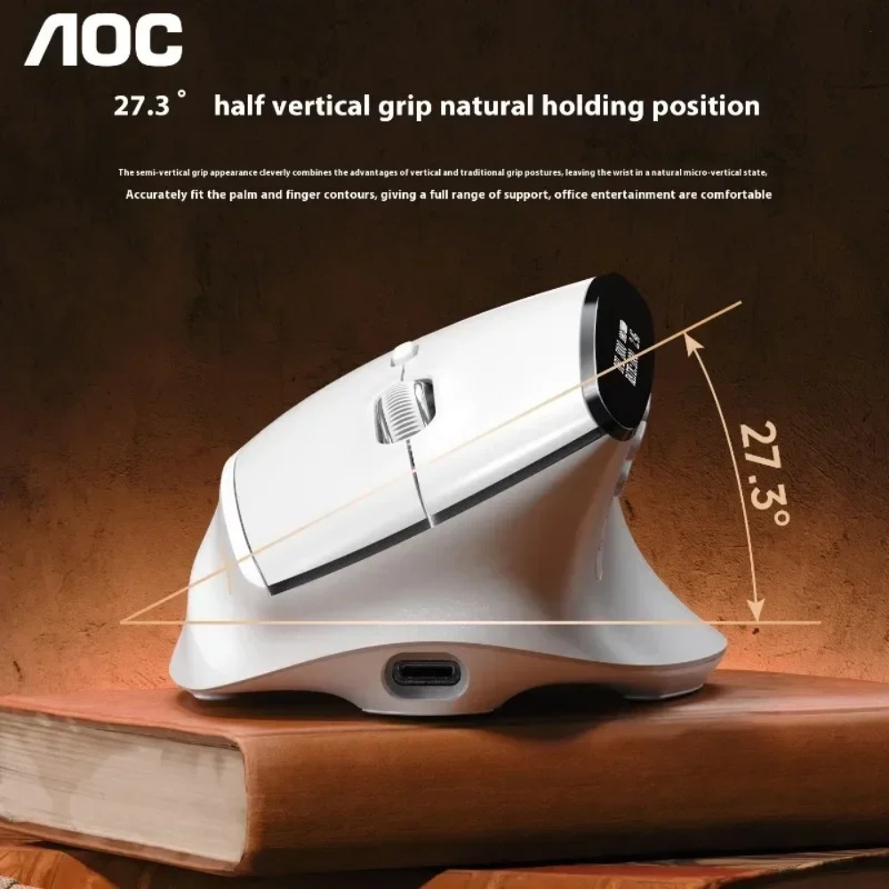 Ergonomic Mouse Vertical - AOC GM500 Muis Smart Display Tri-Mode