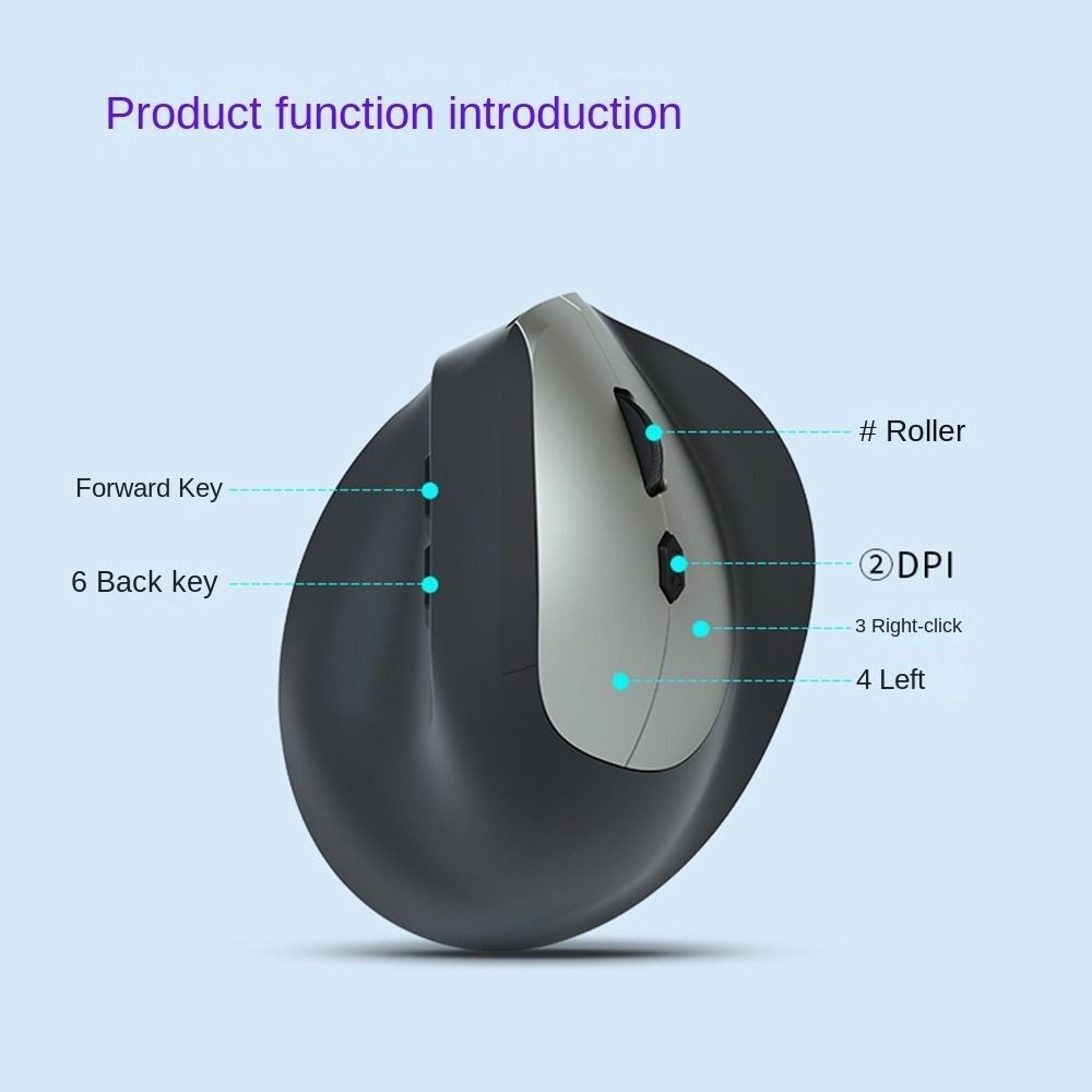Ergonomic Mouse Vertical - 800/1200/1600DPI 2.4G Ergonomische Optische Muis 6
