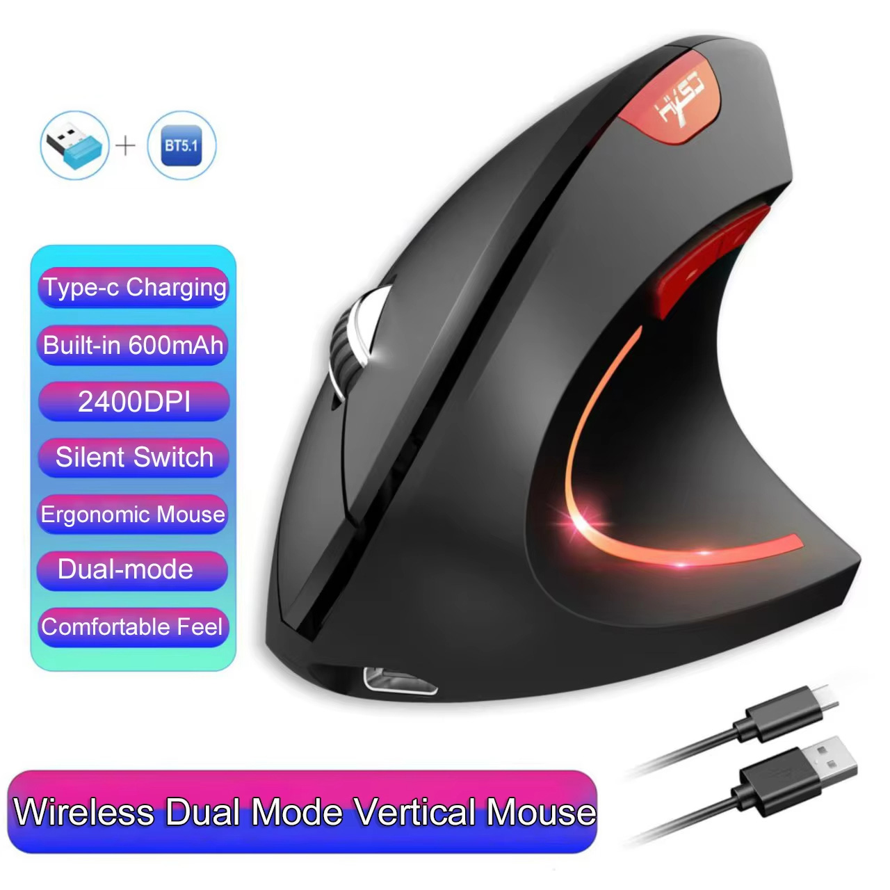 Dual Mode Draadloze Verticale  - Ergonomic Mouse Vertical recensie en prijs
